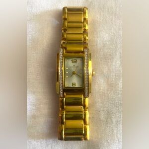 Anne Klein Women's Rhinestone Accented Bracelet Watch Gold Tone Y121E
